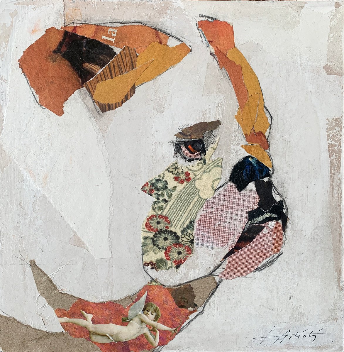 Animal Collage By Luca Artioli, 9 X 9", Bulldog, Original Artwork