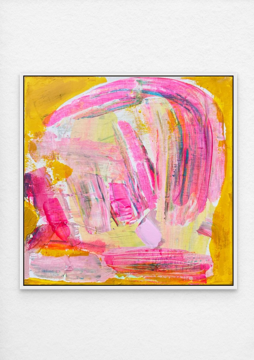 Organic Abstract Acrylic Painting By Kathryn Sillince, 14 X 14", 