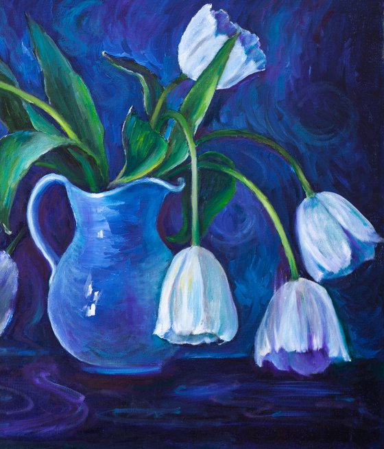 White Tulips In A Jug