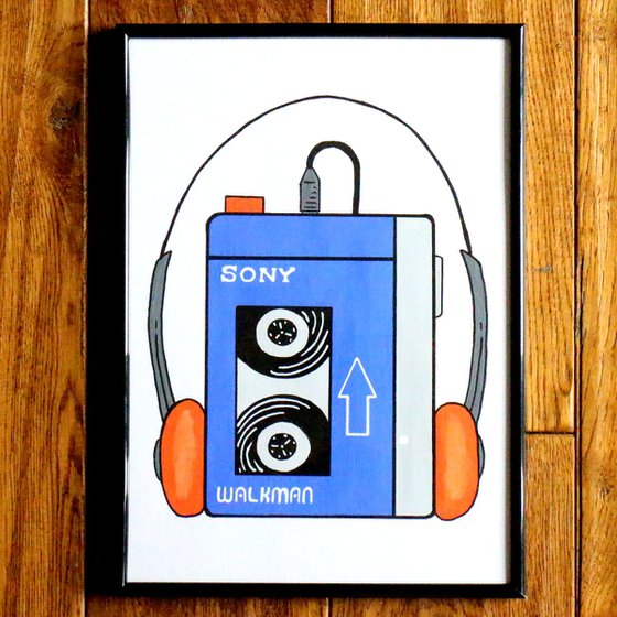 Sony TPS-L2 Walkman - Retro Pop Art Painting On Unframed A4 Paper