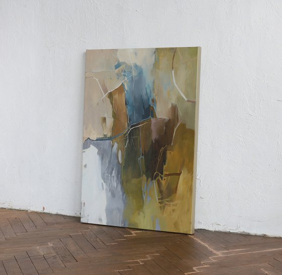 "Melody 2" Brown teal gray abstract art