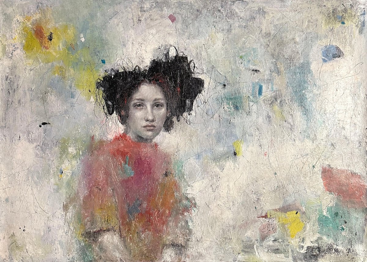 Surrealistic Portrait Oil Painting By Margarita Ivanova, 35 X 26", Parallel Reality, Original Artwork