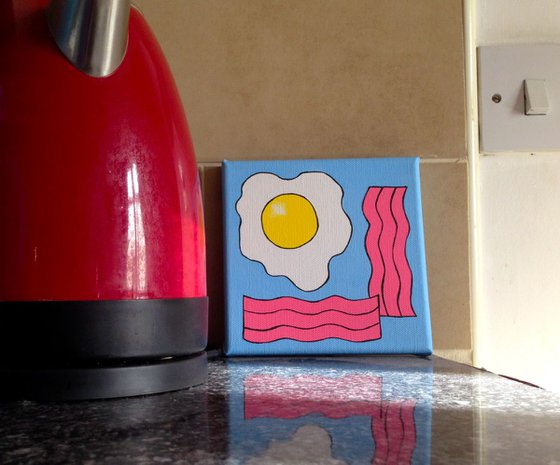 Fried Egg And Bacon Pop Art Painting Canvas