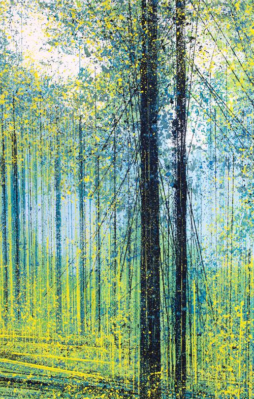 Forest Trees With Yellow Light by Marc Todd