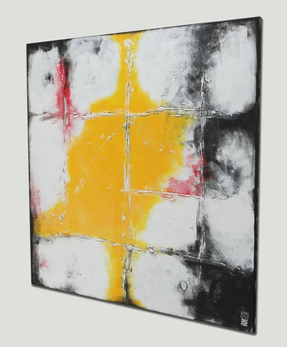 Square Abstract - White Textured - Acrylic Painting on canvas - 20D Ronald Hunter