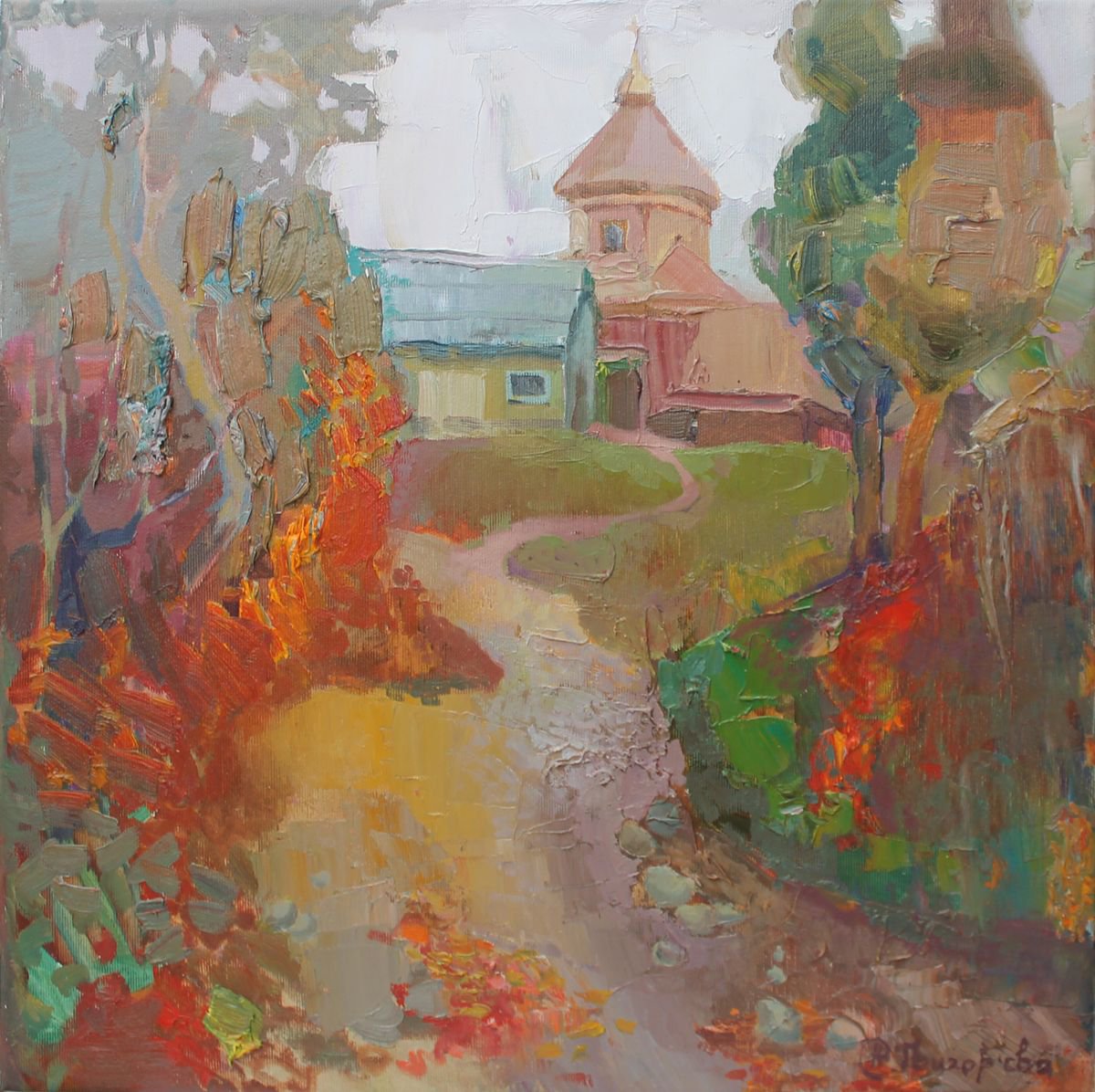 Autumn Path By Anastasiia Grygorieva, 18 X 18, Artwork For Sale On Artfinder