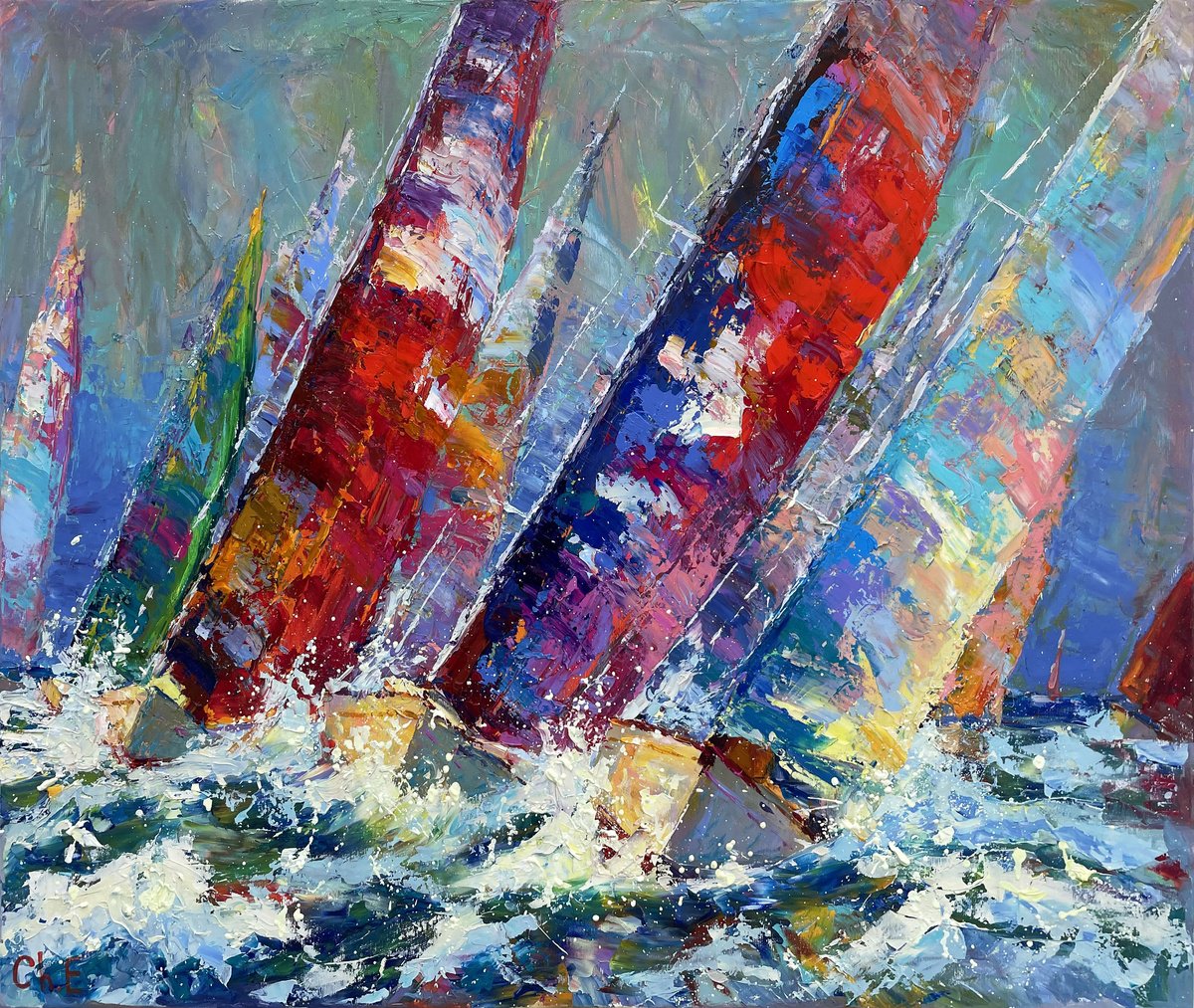 Sailboats By Evgeny Chernyakovsky, 31 X 25, Artwork For Sale On Artfinder