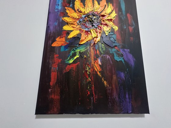 Sunflowers black background