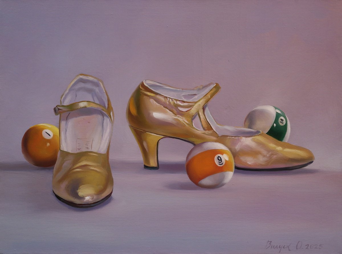 Illustrative Still Life Oil Painting By Lena Vylusk, 16 X 12", "Game", Original Artwork