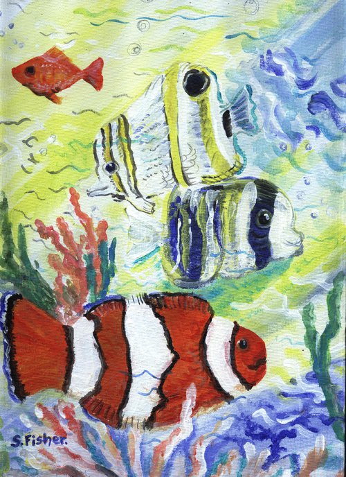 coral reef fishes by Sandra Fisher