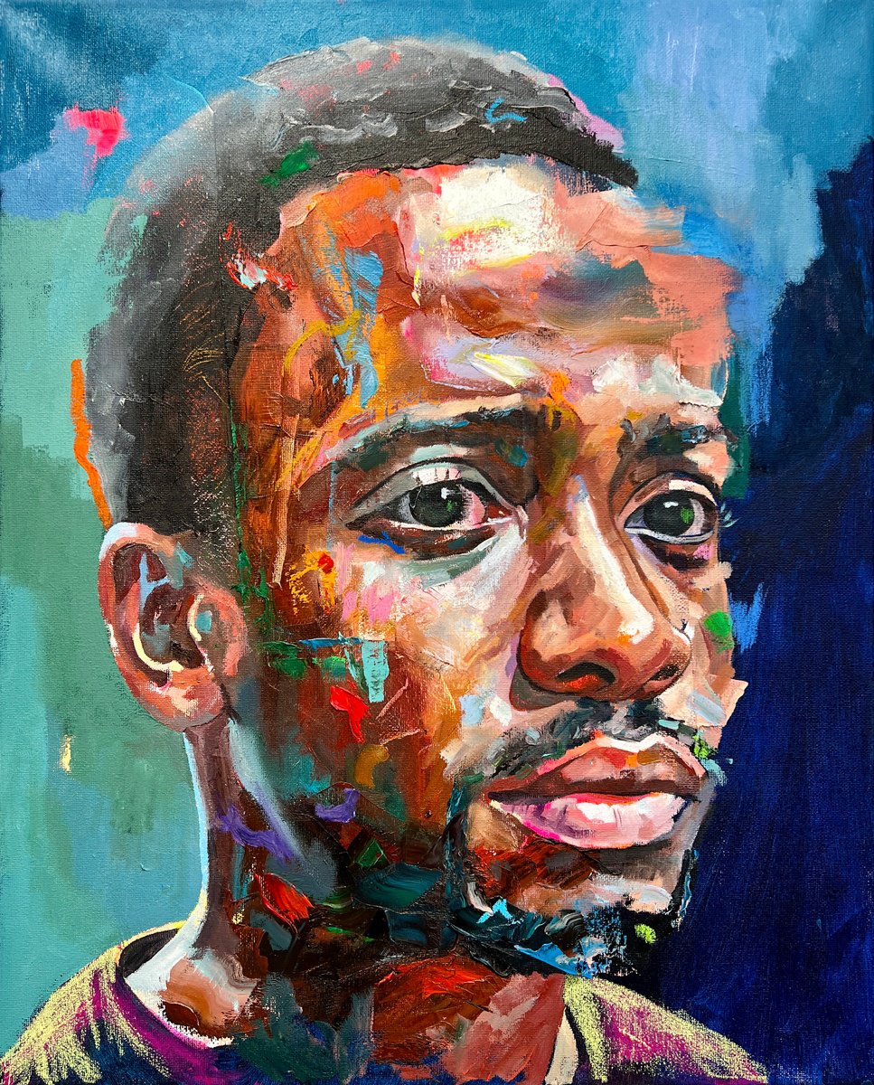 Expressive Portrait Oil Painting By Jonathan Mcafee, 16 X 20, Ennui, Original Artwork