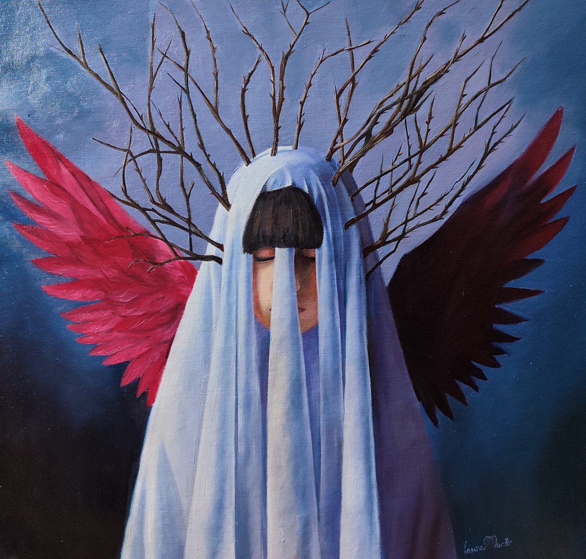 Surrealistic Portrait Oil Painting By Laura Muolo, 20 X 20", "The Prodigal Son", Original Artwork