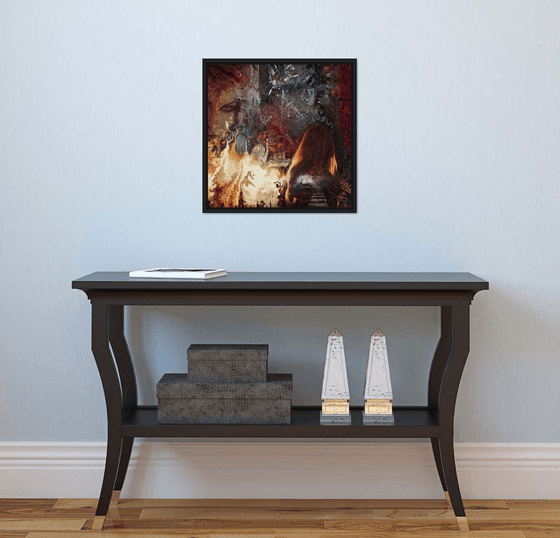 THE ILLUSION OF HELL | Digital Painting printed on Alu-Dibond with Black wood frame | Unique Artwork | 2019 | Simone Morana Cyla | 50 x 50 cm | Art Gallery Quality |