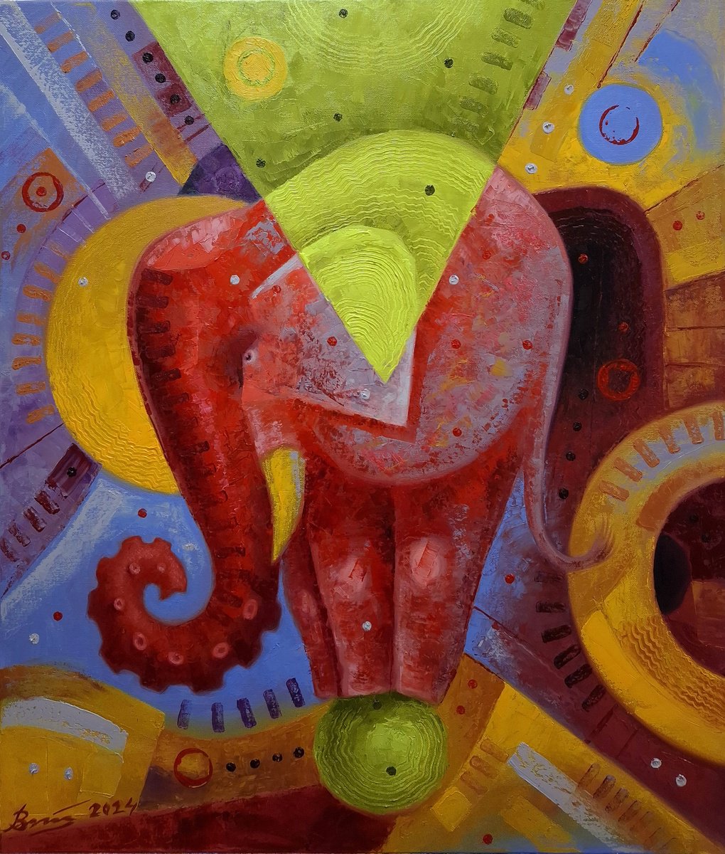 Surrealistic Animal Oil Painting By Serhii Voichenko, 24 X 27", In The Arena, Original Artwork