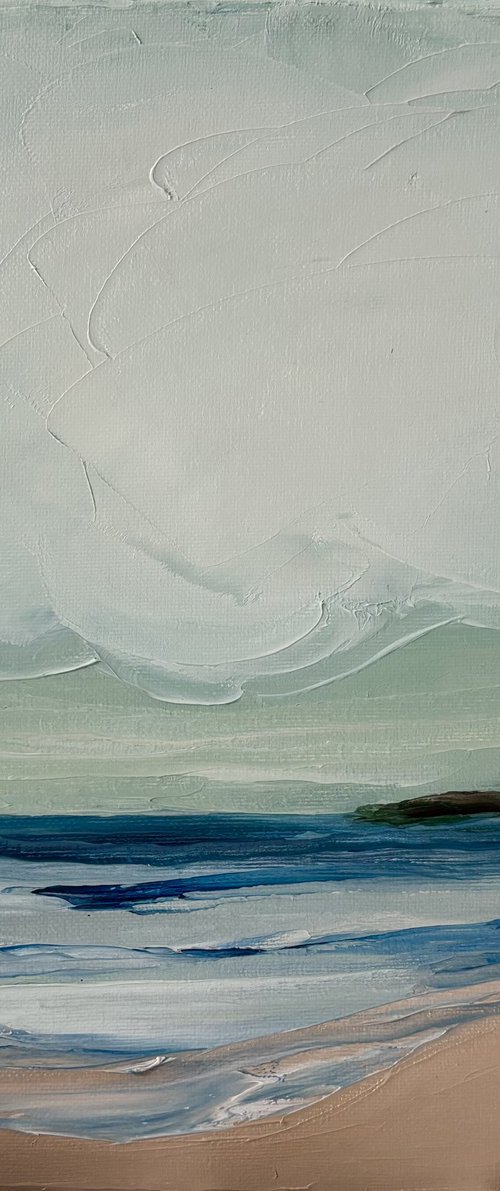 Calm coastal blue shores impasto by Daniela Nocito