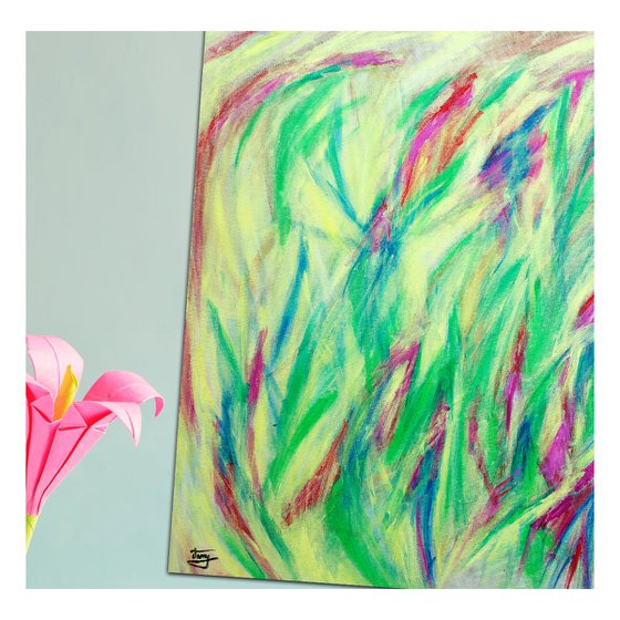 Contemporary Art, Original Modern Art, Flowers Abstract Painting, Wall Art Painting,  Landscape Painting, Art Sale, Green Abstract Painting