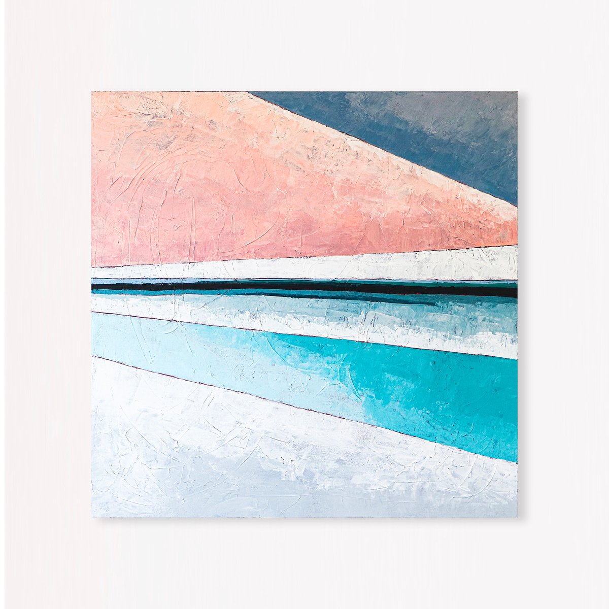 Abstract Acrylic Painting By Hyunah Kim, 30 X 30, Over The Hill, Original Artwork