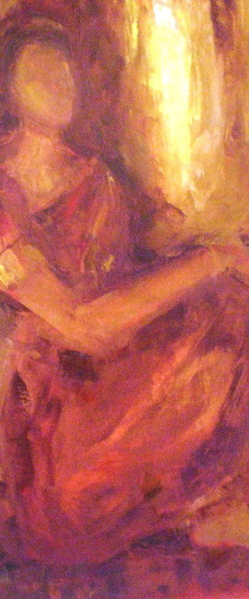 Impressionist Painting - Seated Woman, Contemporary Art, Reflective painting by Deepa Kern