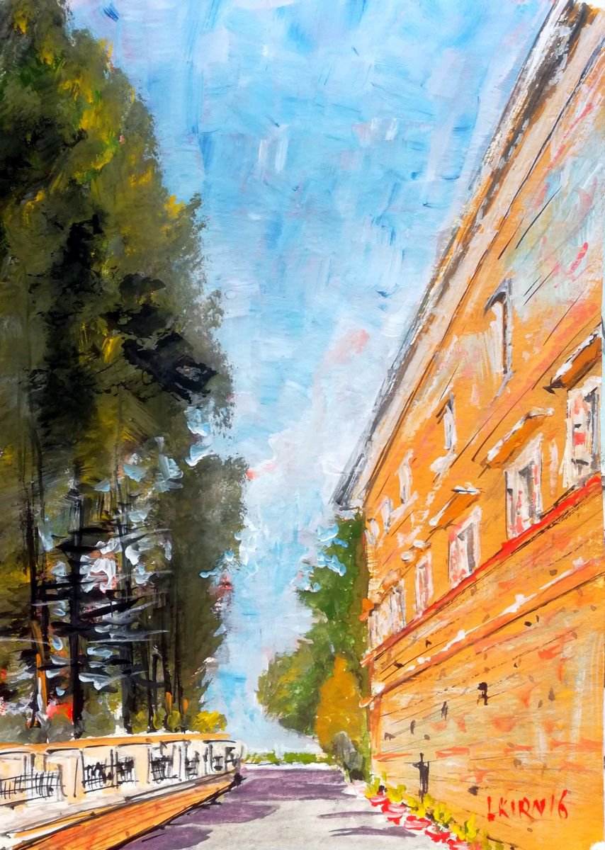 Impressionistic Cityscapes Painting By Leonid Kirnus, 8 X 12", Cityscape, Original Artwork