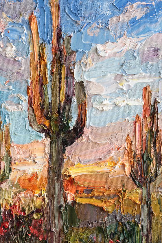 Cactus Desert at Sunset