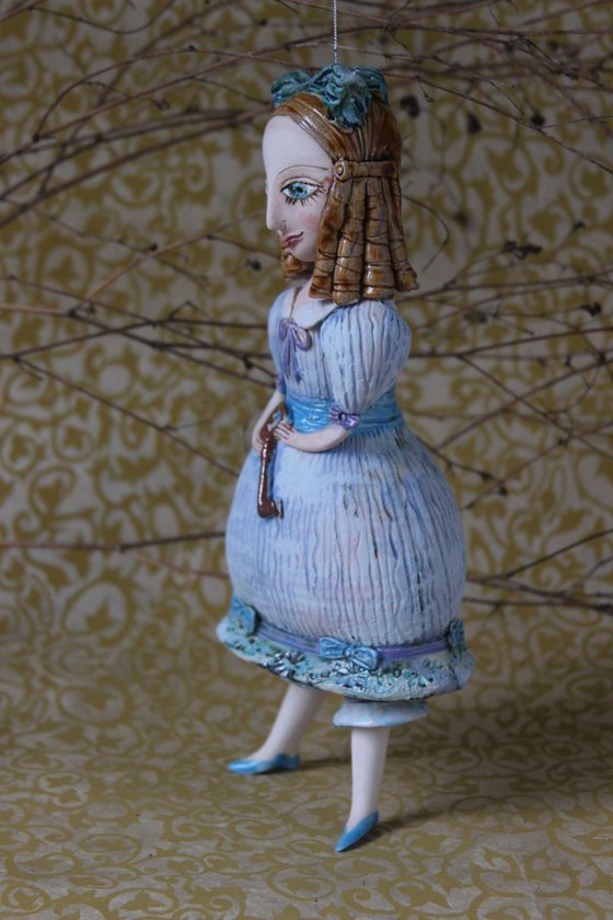 From the Alice in Wonderland. Alice as a little girl.  Bell Doll, Hanging sculpture by Elya Yalonetski