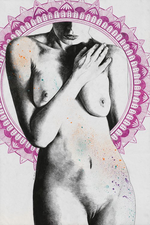 7 Days Of Nothing | nude woman with mandalas | erotic drawing by Marco Paludet