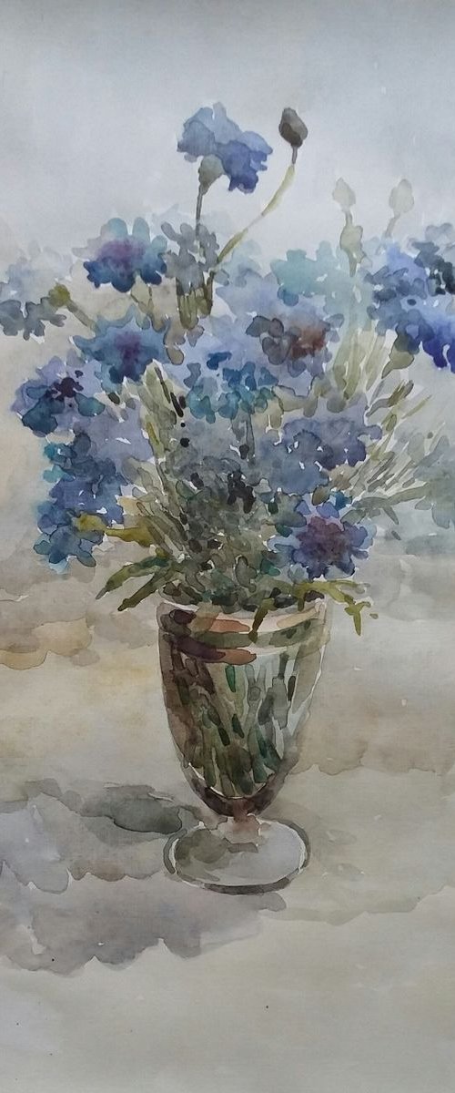 Cornflowers. Original watercolour painting. 2019 by Elena Klyan