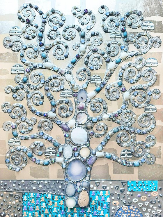 Soul tree. Precious stones art