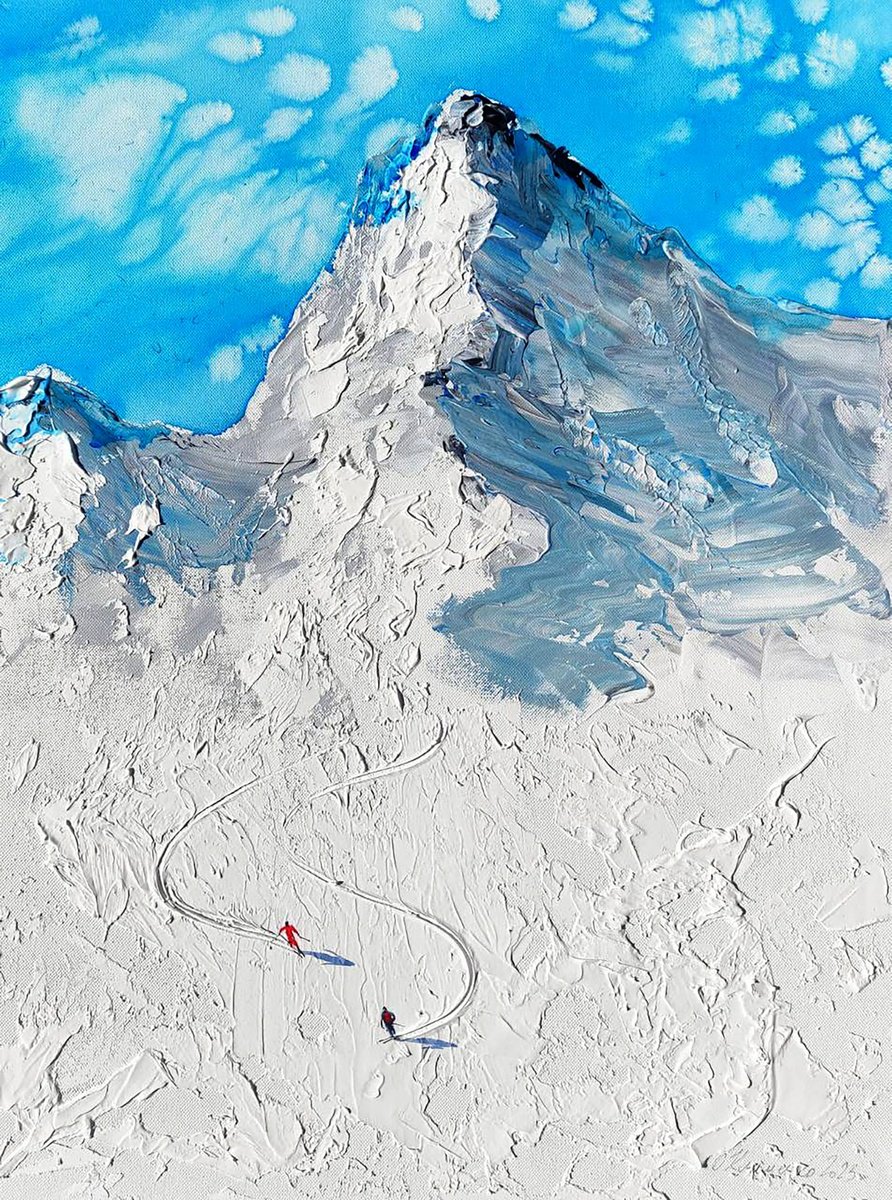 Impressionistic Landscape Acrylic Painting By Elena Klimenko, 20 X 26, Mountains Steps To Heaven, Original Artwork