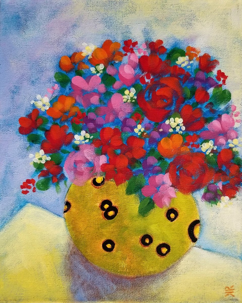 Bouquet with Green Vase by Karen Rieger