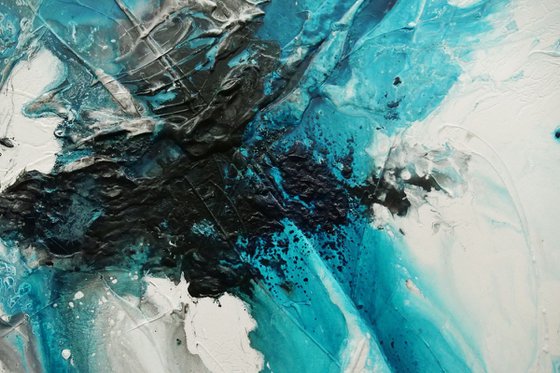 Turquoise Oceans 240cm x 100cm Textured Abstract Art