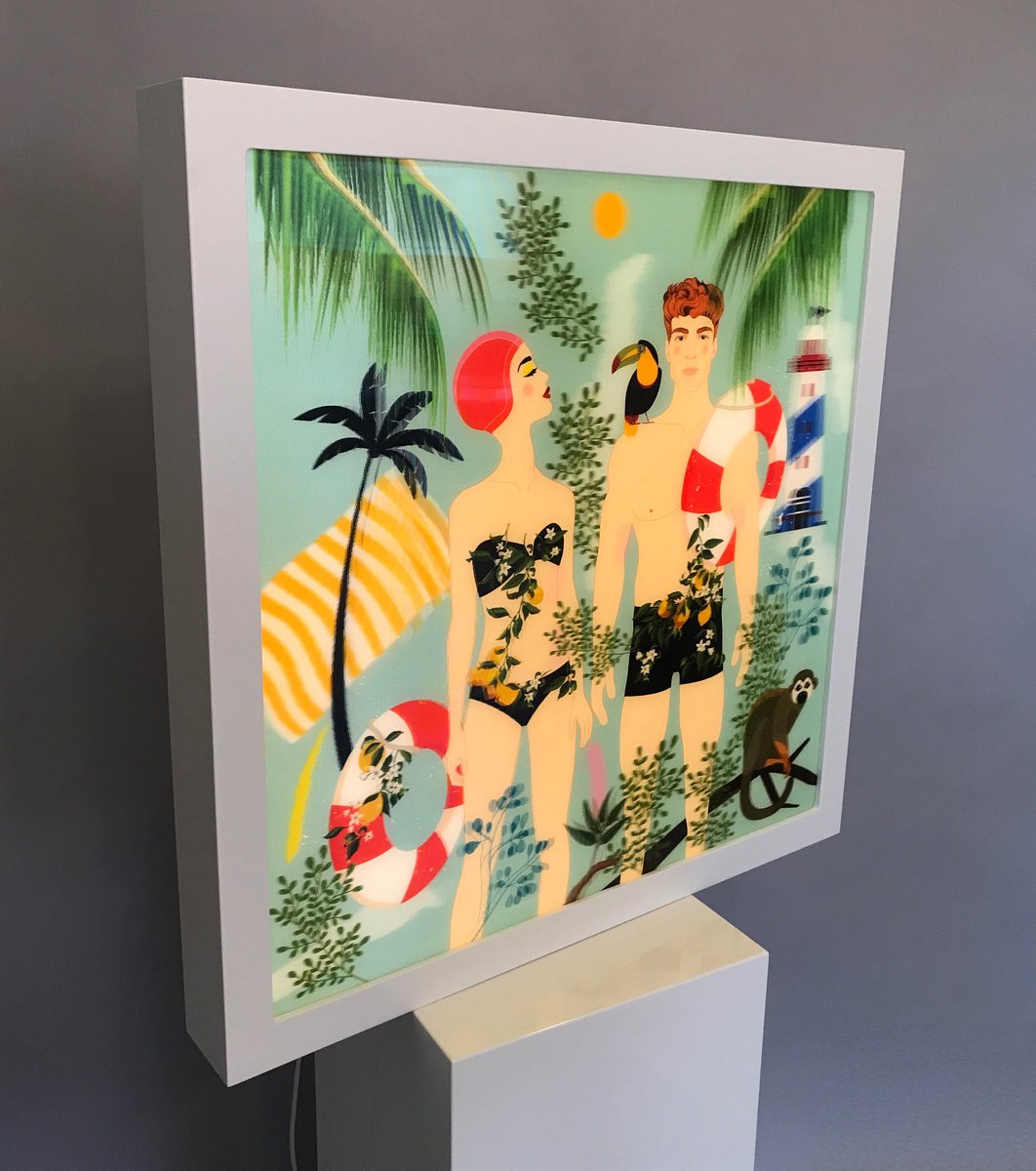 Illustrative Animal Sculpture By Artemisia, 24 X 24, Swimmers - Bob And Amanda, Original Artwork