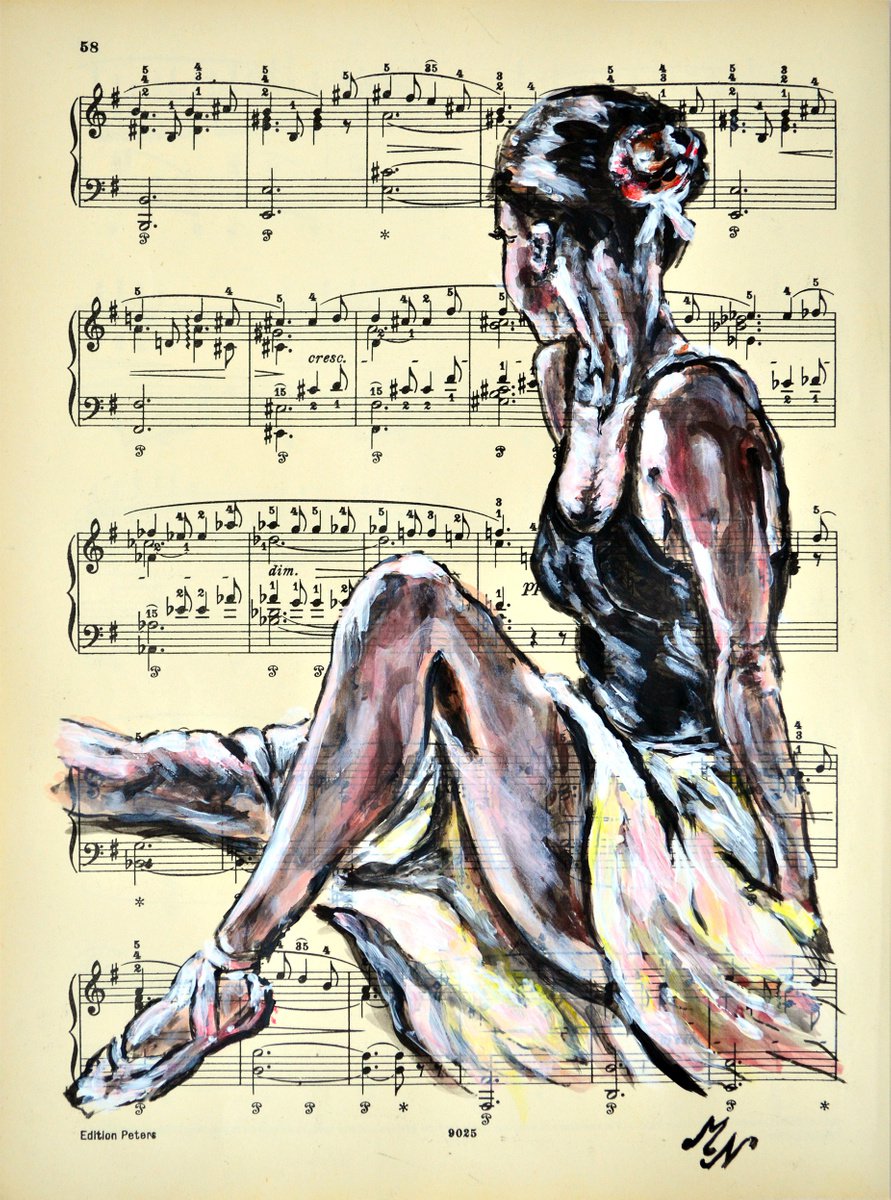 Ballerina XXIII - Vintage Music Page, GIFT idea by Misty Lady - M. Nierobisz