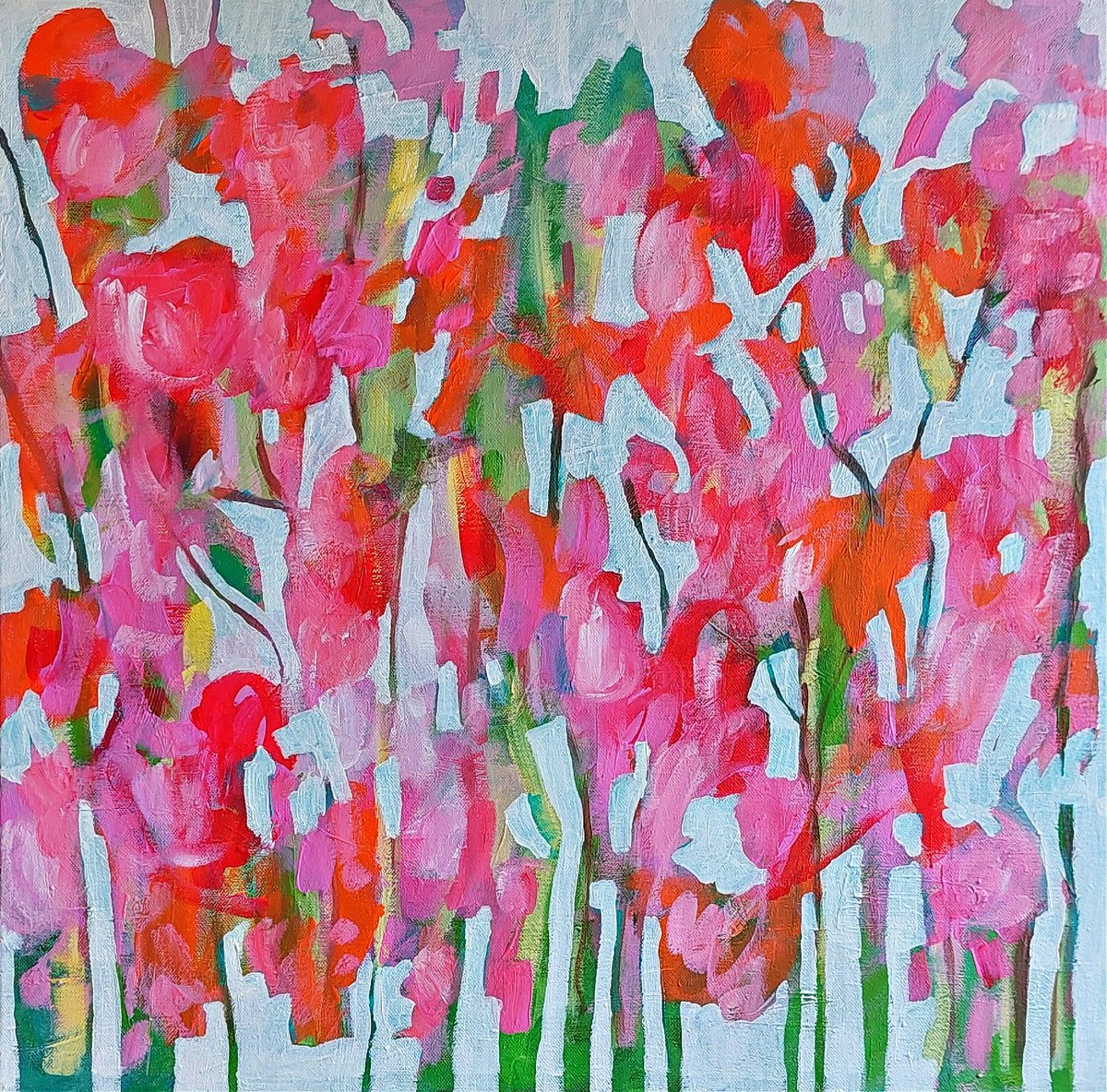 Abstract Acrylic Painting By Jan Rippingham, 24 X 24, Abstract Garden Iii, Original Artwork