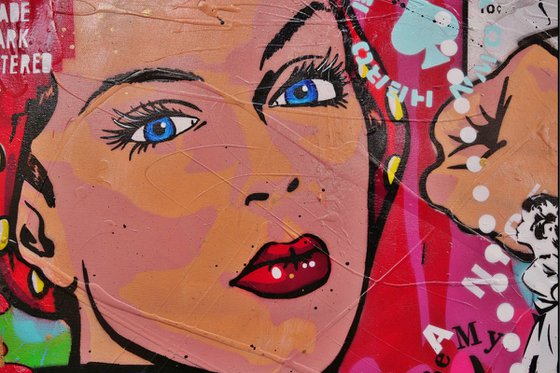 Hubba Bubba Rosie 100cm x 100cm Rosie The Riveter Urban Pop Art