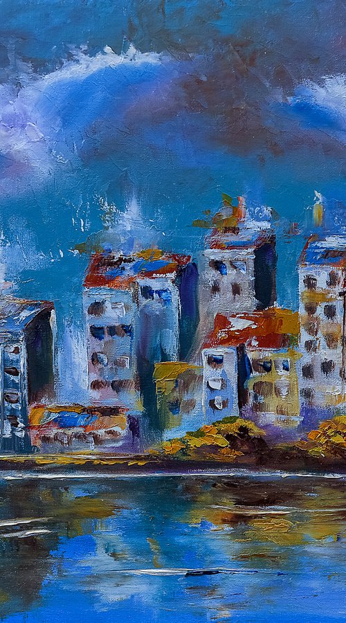 Abstract city on croatian coastline. Adriatic sea by Marinko Šaric