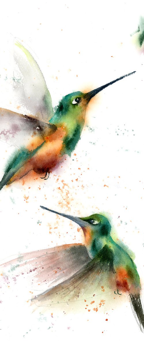 Two Hummingbirds by Olga Tchefranov (Shefranov)