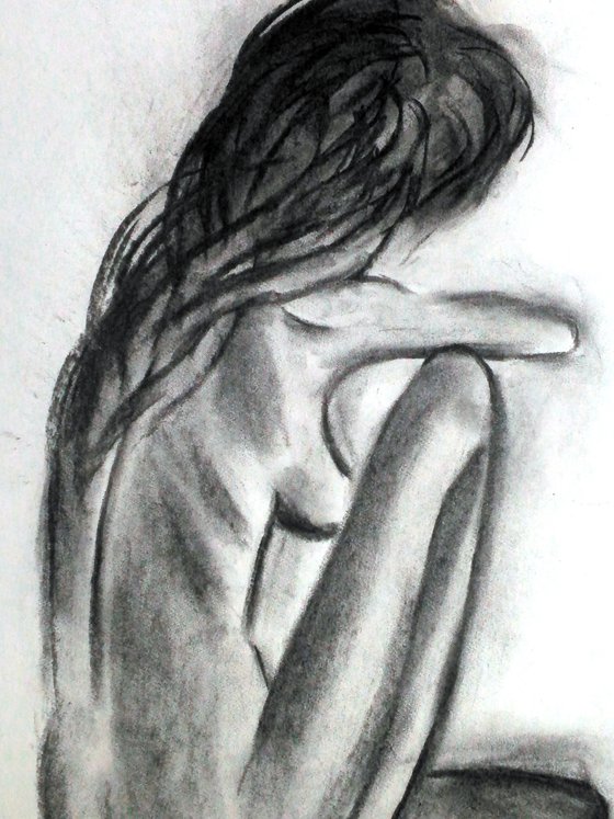 Female Nude charcoal artwork