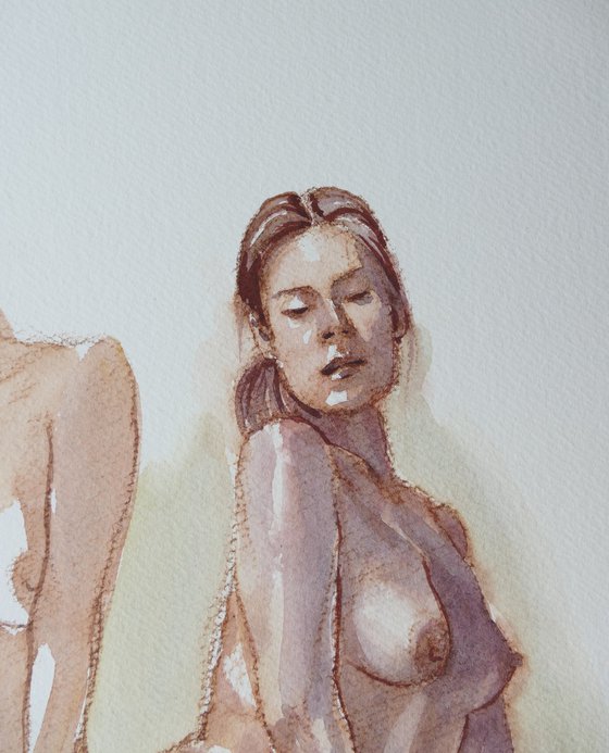 Seated female nude 2 poses