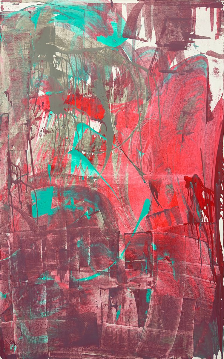 Organic Abstract Acrylic Painting By Anatoliy Menkiv, 39 X 63, No Boundaries. 39.37X62.99Inch / 100X160Cm, Original Artwork