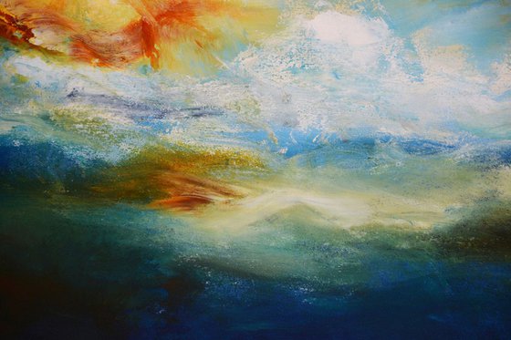 Abstract blue and yellow painting - Skyline over Pacific