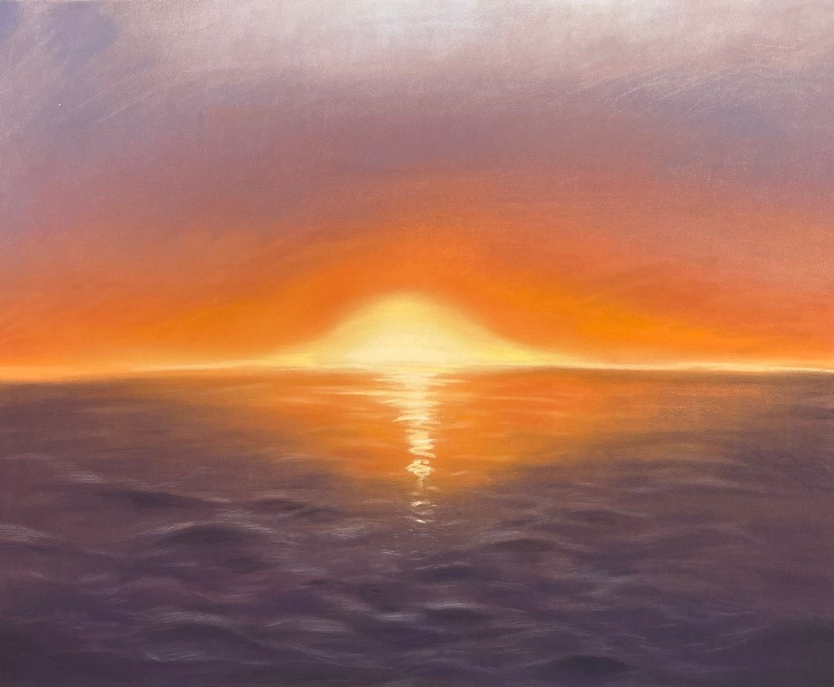 Photorealistic Landscape Pastel Drawing By Maria Tran, 12 X 9", Golden Hour, Original Artwork