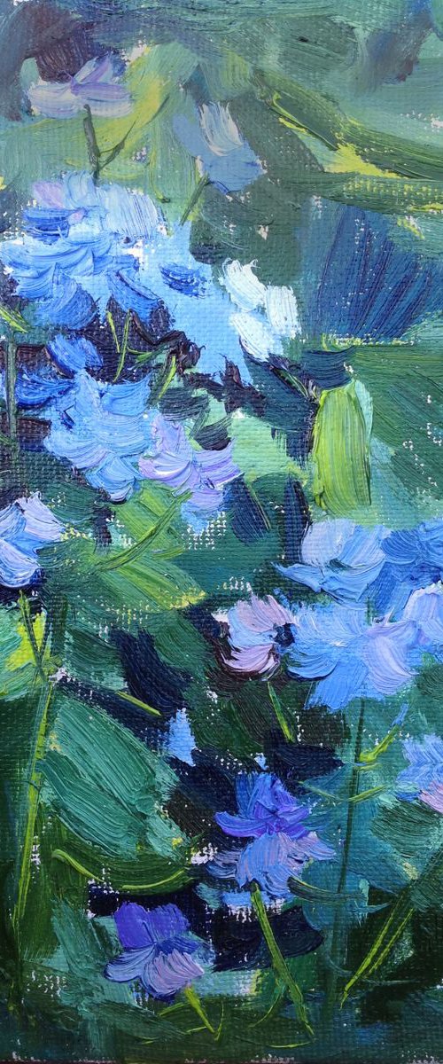Forget-me-not . Spring Flowers original oil painting modern bouquet by Nataliia Nosyk