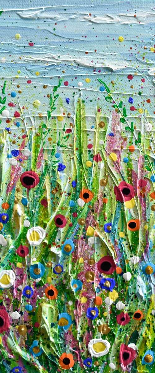 Spring Meadow - Abstract Floral Painting, Palette Knife, Acrylic by Olga Tkachyk