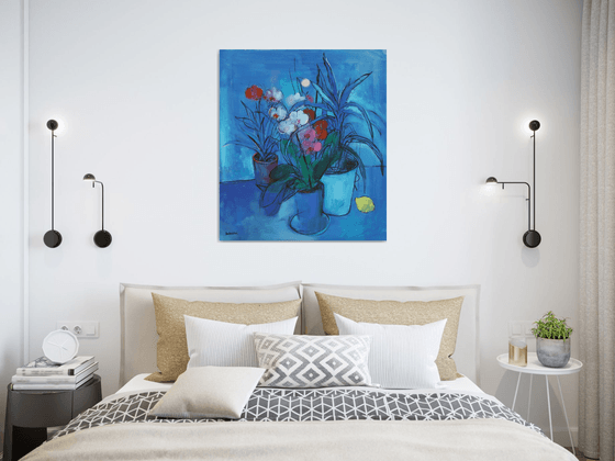 Blue Still life and Moon