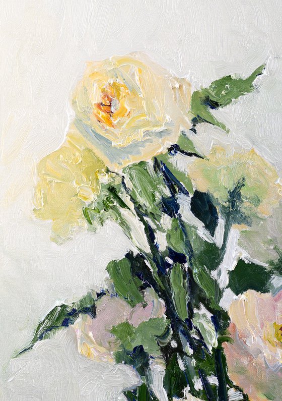 White Still life, Roses