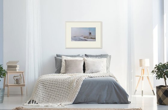 Dutch mills - winter landscape