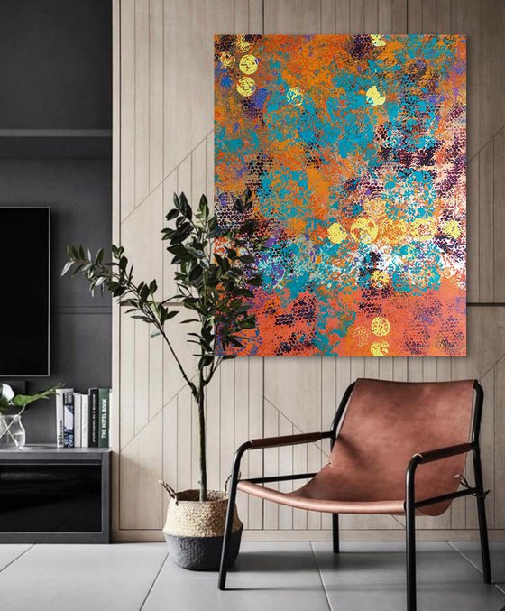 "Copper love" copper abstract art orange oryginal painting large wall art abstract paintings large wall painting abstraction arts home idea decoration