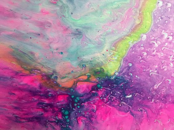 "Cosmic Swirl" - FREE USA SHIPPING - Original Abstract PMS Fluid Acrylic Painting - 16 x 20 inches