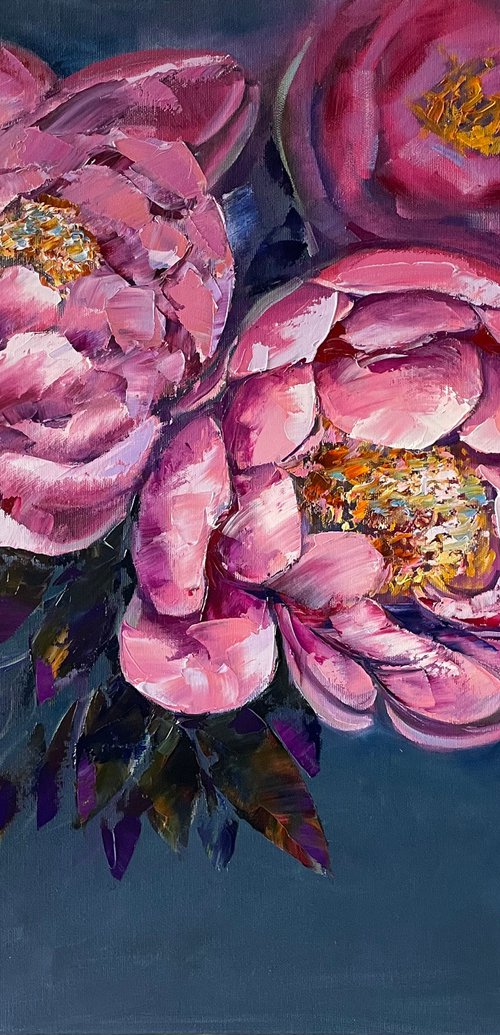 "Pink peonies". Flowers original oil painting by Mary Voloshyna